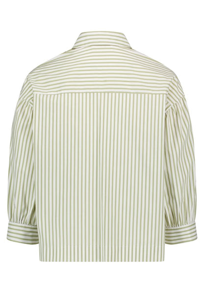 Cartoon Bluse Kurz 3/4 Arm Oliv White