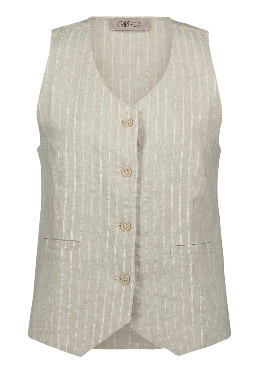Cartoon Bluse Kurz ohne Arm in der Farbe Beige