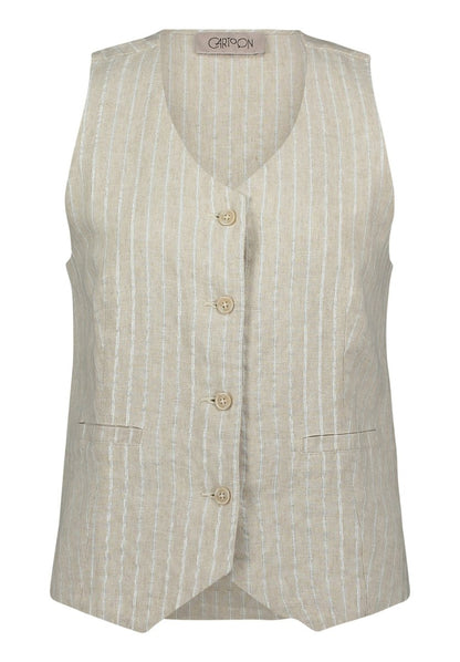 Cartoon Bluse Kurz ohne Arm in der Farbe Beige