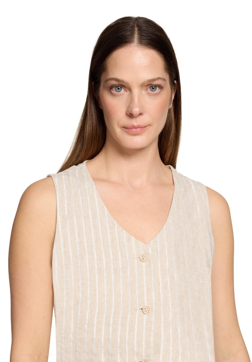 Cartoon Bluse Kurz ohne Arm in der Farbe Beige