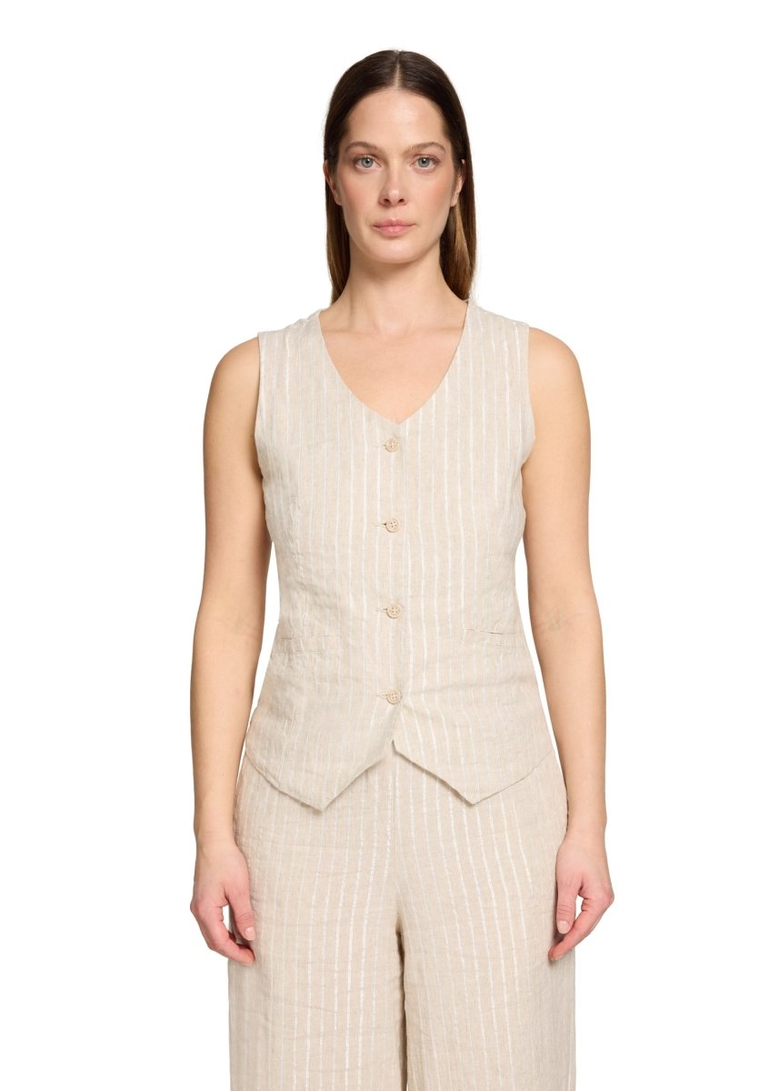 Cartoon Bluse Kurz ohne Arm in der Farbe Beige