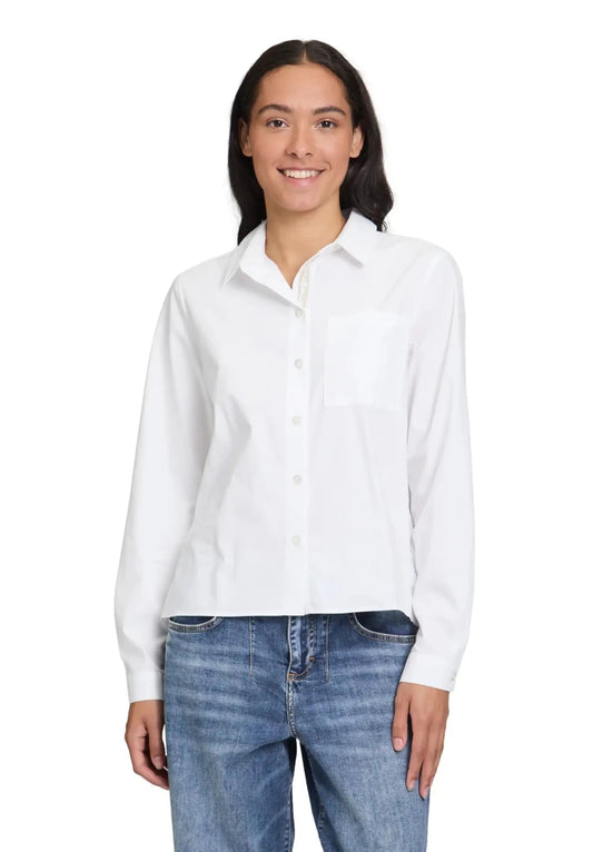 Cartoon Bluse Mit Hemdkragen in der Farbe weiß