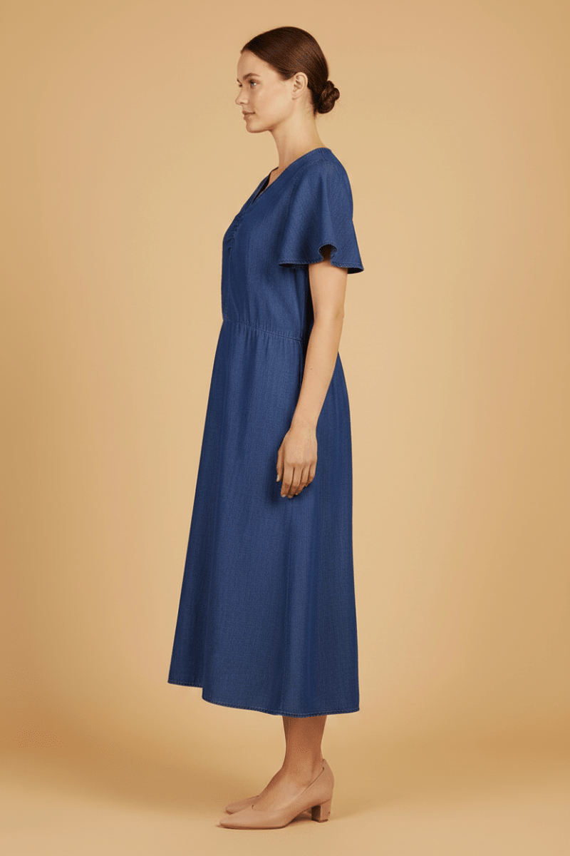 Cartoon Kleid kurz 1/2 Arm Blau
