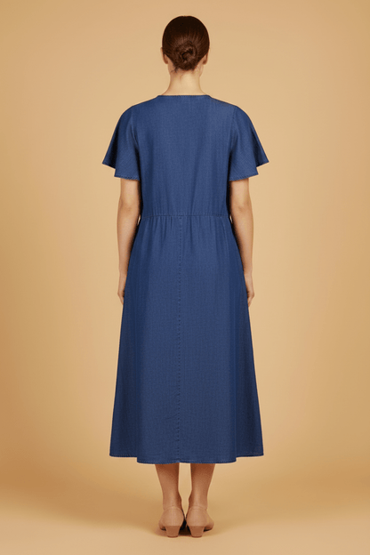 Cartoon Kleid kurz 1/2 Arm Blau