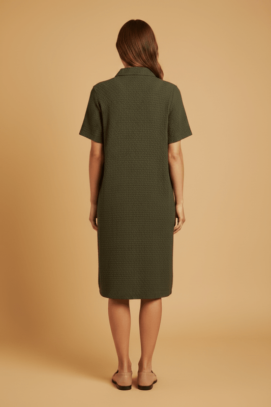 Cartoon Kleid kurz 1/2 Arm Oliv