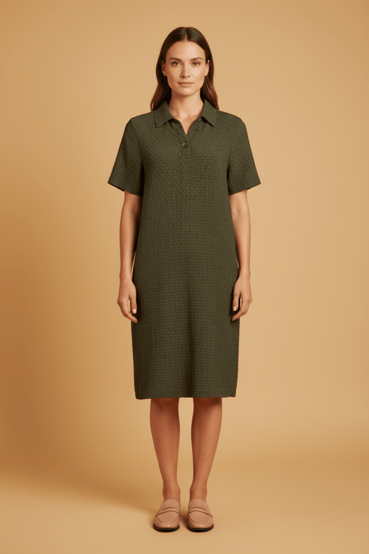 Cartoon Kleid kurz 1/2 Arm Oliv
