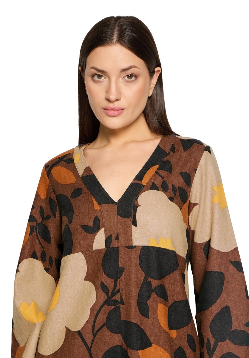 Cartoon Kleid Kurz 3/4 Arm in der Farbe Braun