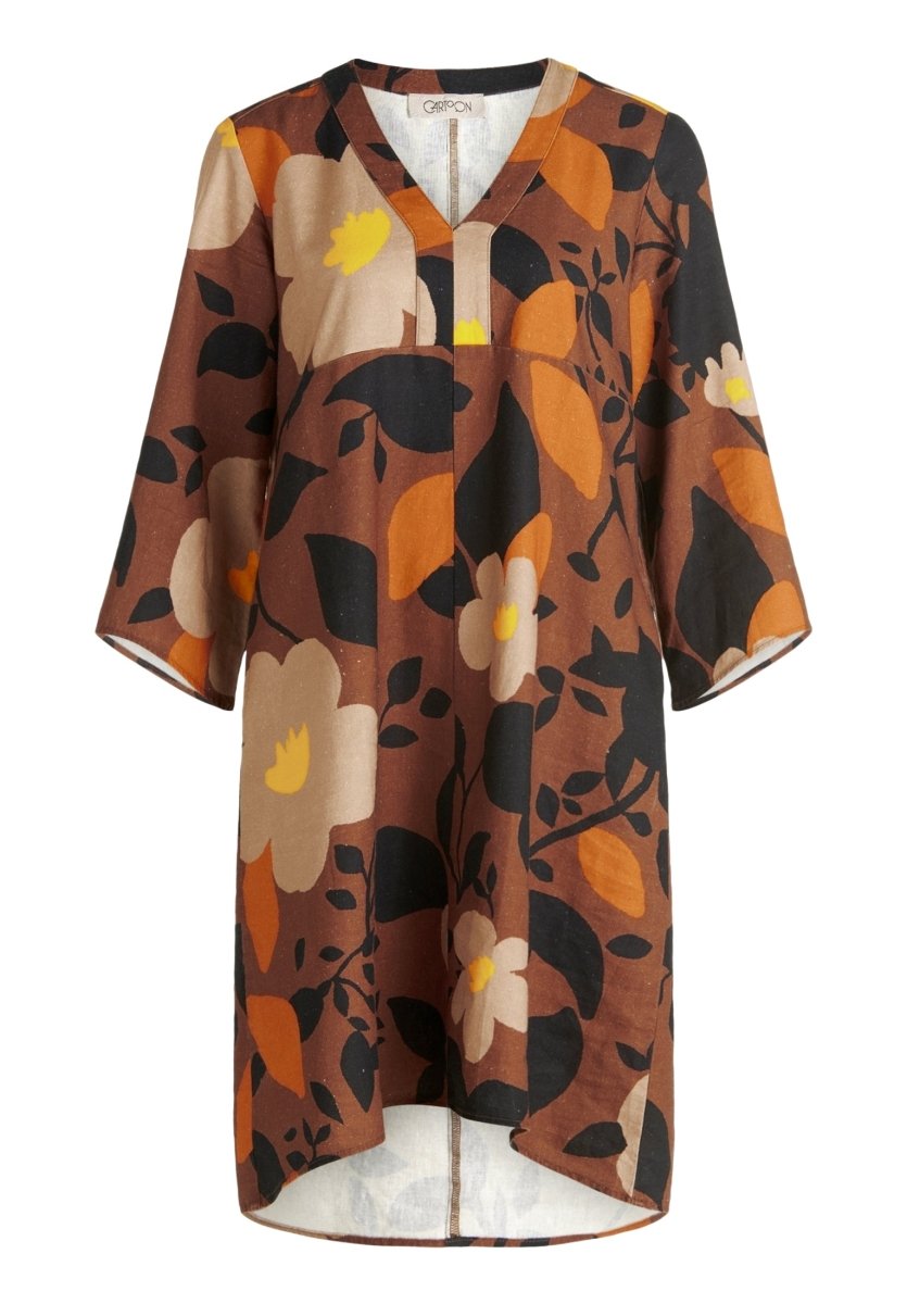 Cartoon Kleid Kurz 3/4 Arm in der Farbe Braun