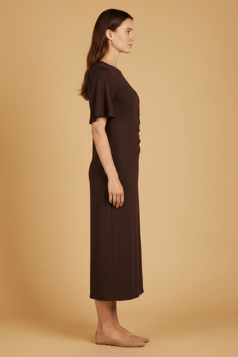 Cartoon Kleid Lang 1/2 Arm Black Coffee