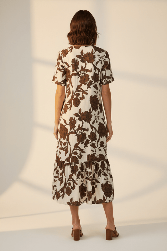 Cartoon Kleid Lang 1/2 Arm in der Farbe Beige