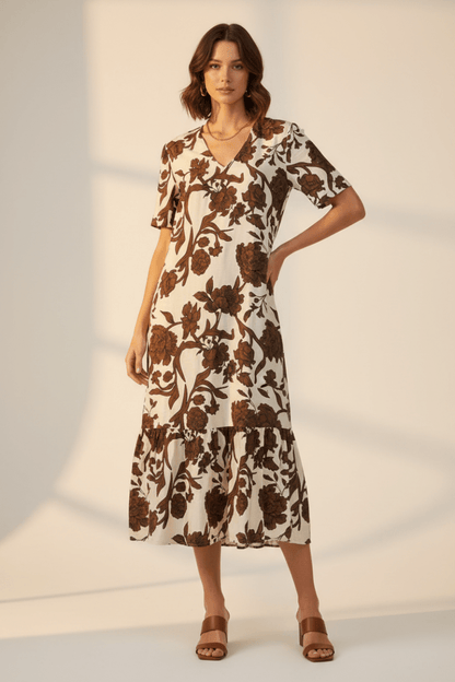 Cartoon Kleid Lang 1/2 Arm in der Farbe Beige