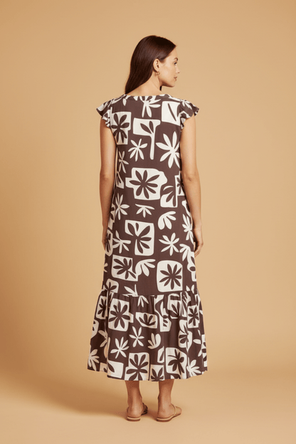 Cartoon Kleid Lang 1/2 Arm in der Farbe Braun