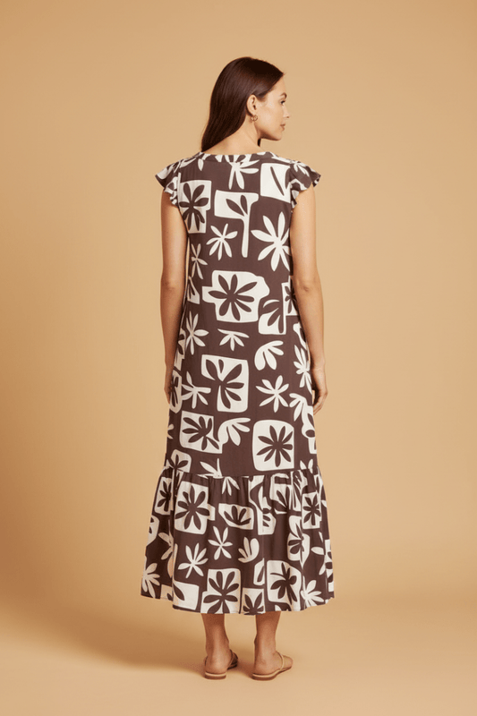 Cartoon Kleid Lang 1/2 Arm in der Farbe Braun