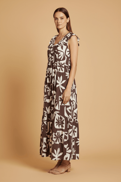 Cartoon Kleid Lang 1/2 Arm in der Farbe Braun
