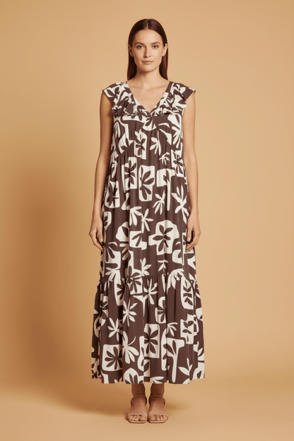 Cartoon Kleid Lang 1/2 Arm in der Farbe Braun