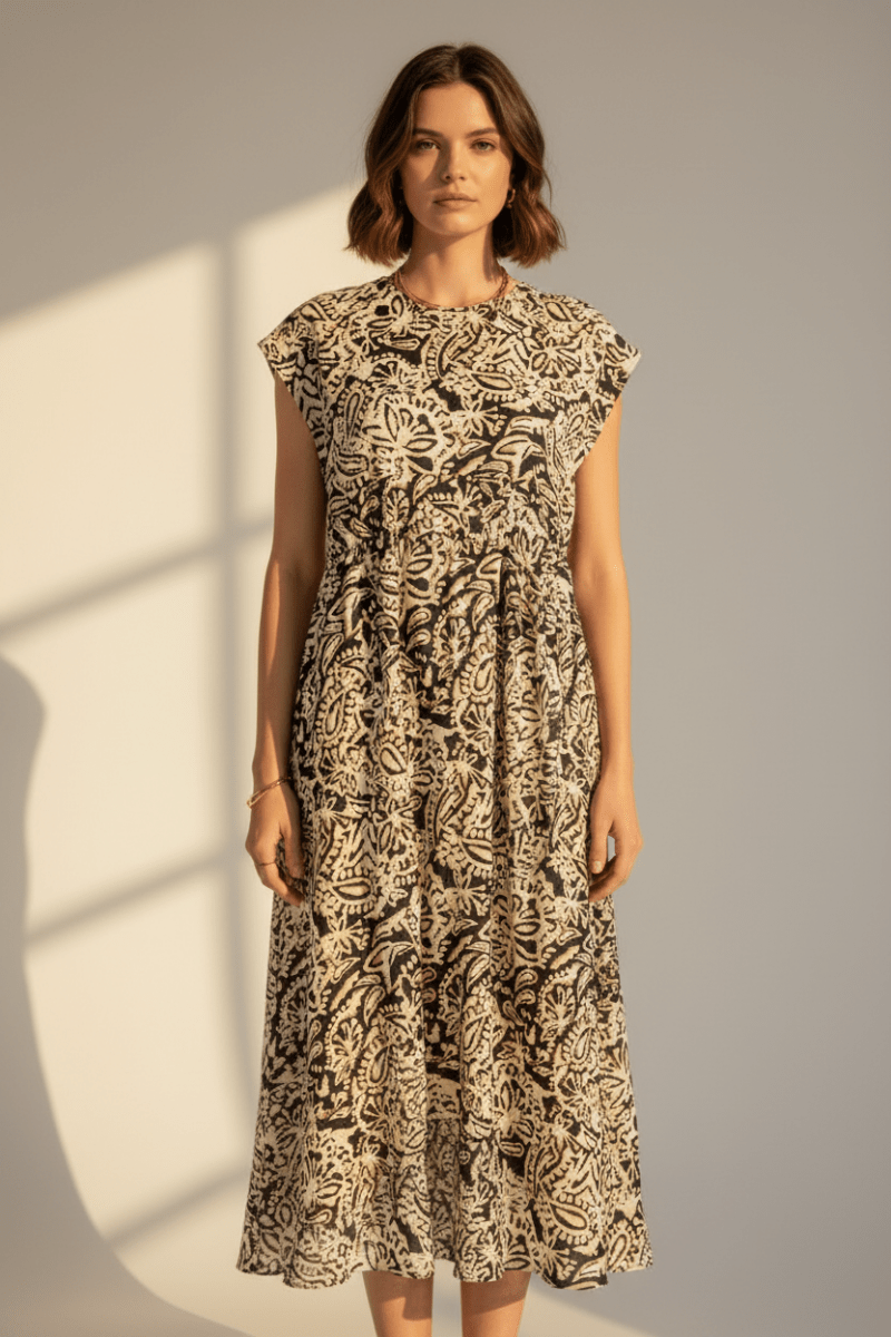 Cartoon Kleid Lang in der Farbe Beige