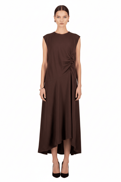 Cartoon Kleid Lang ohne Arm in der Farbe Braun