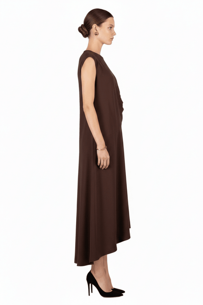 Cartoon Kleid Lang ohne Arm in der Farbe Braun
