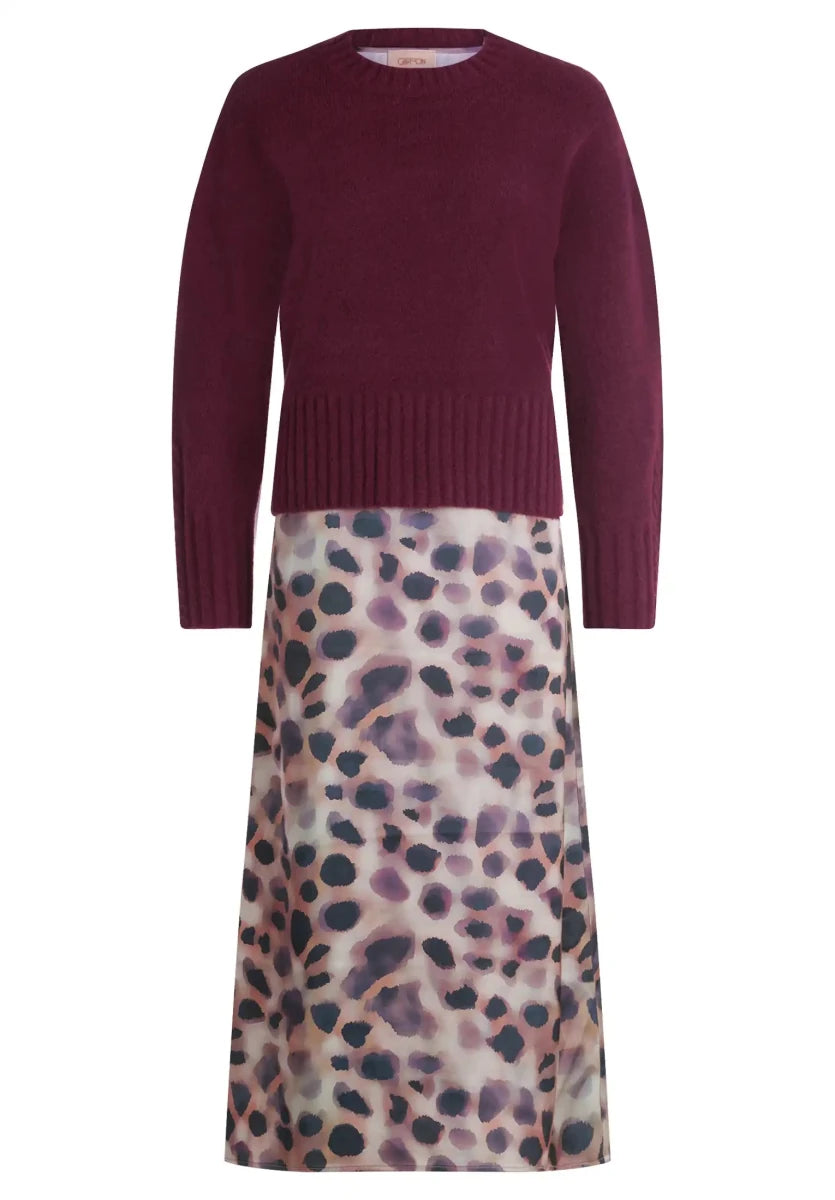 Cartoon Kleid mit abnehmbarem Oberteil in der Farbe Taupe/Violet