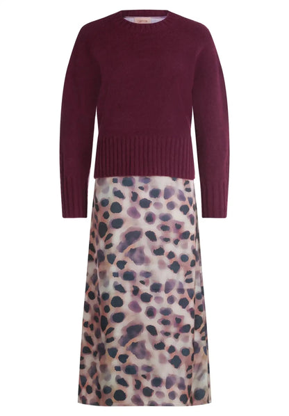 Cartoon Kleid mit abnehmbarem Oberteil in der Farbe Taupe/Violet