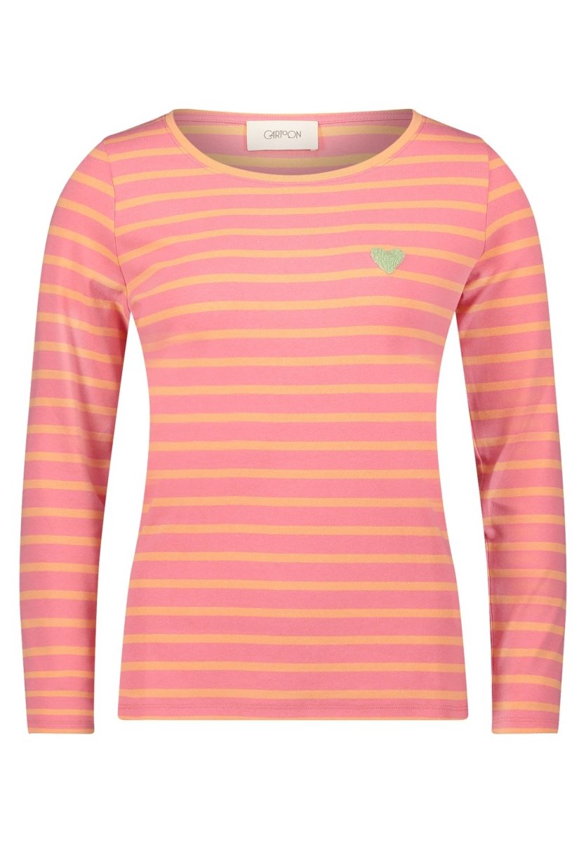 Cartoon Ringelshirt in der Farbe pink/orange