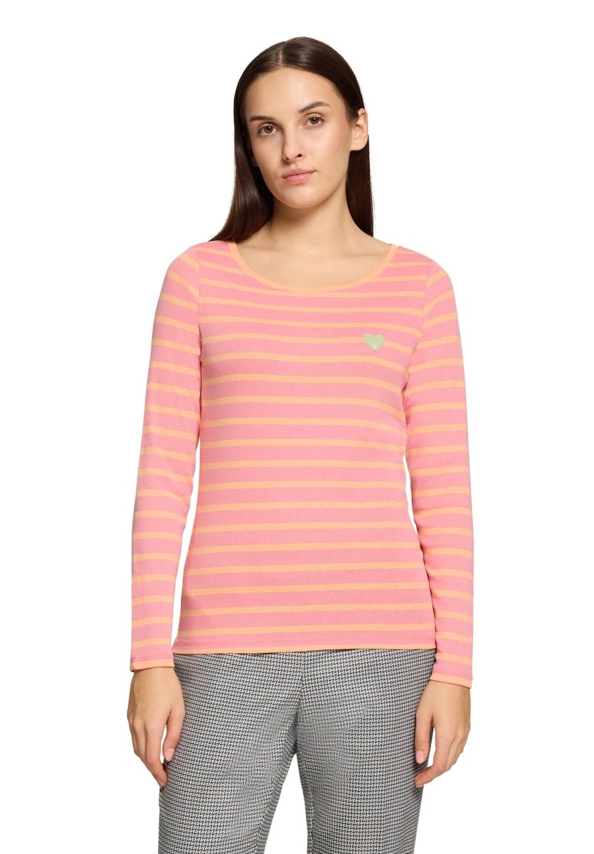 Cartoon Ringelshirt in der Farbe pink/orange