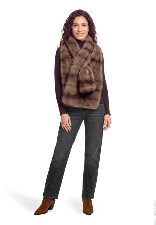 Cartoon Schal Beige Braun