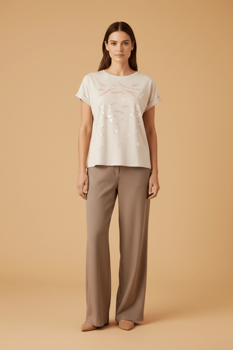 Cartoon Shirt kurz 1/2 Arm Beige