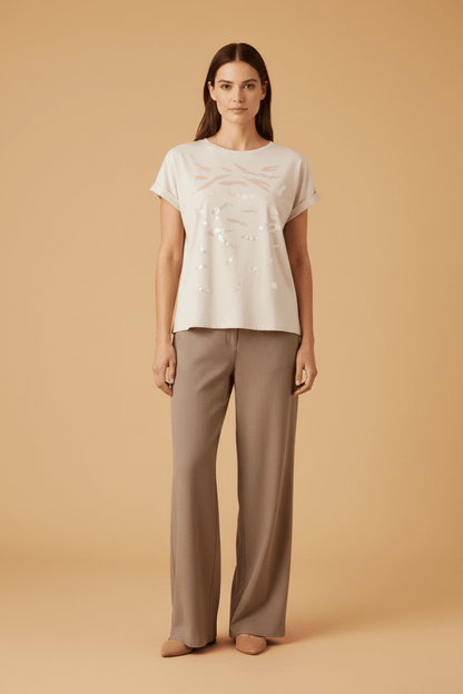 Cartoon Shirt kurz 1/2 Arm Beige