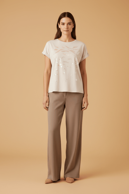 Cartoon Shirt kurz 1/2 Arm Beige