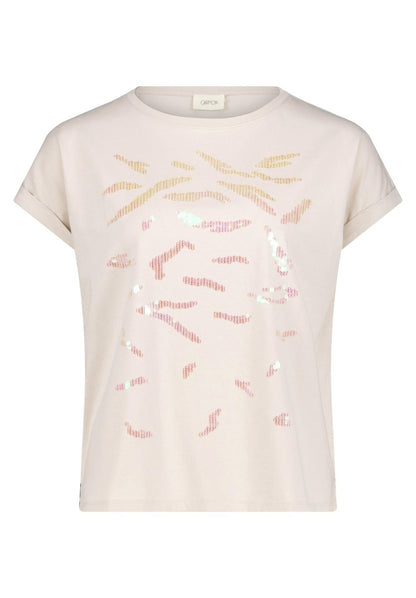 Cartoon Shirt Kurz 1/2 Arm in der Farbe Beige