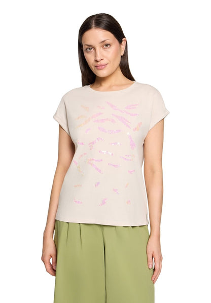 Cartoon Shirt Kurz 1/2 Arm in der Farbe Beige