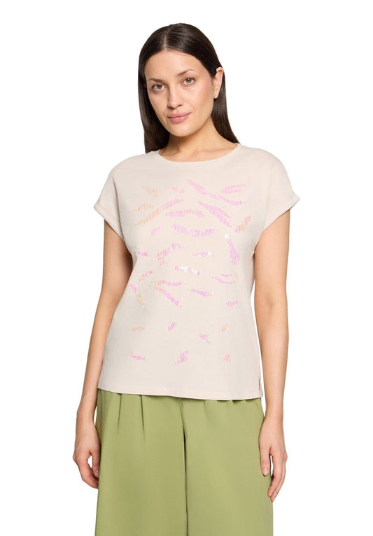 Cartoon Shirt Kurz 1/2 Arm in der Farbe Beige