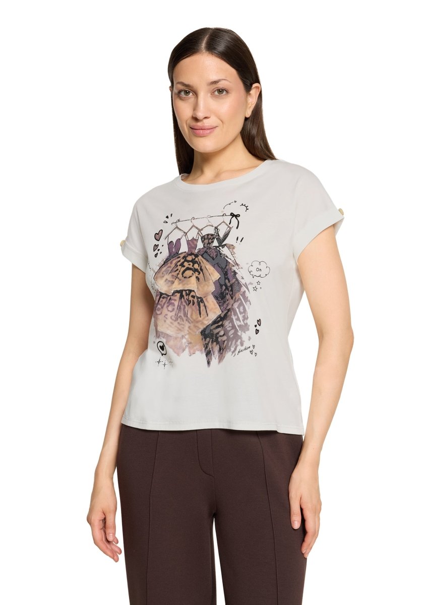 Cartoon Shirt Kurz 1/2 Arm Patch Cream/Beige