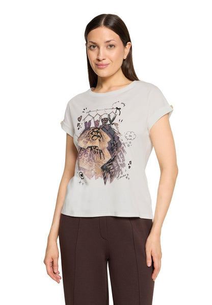 Cartoon Shirt Kurz 1/2 Arm Patch Cream/Beige