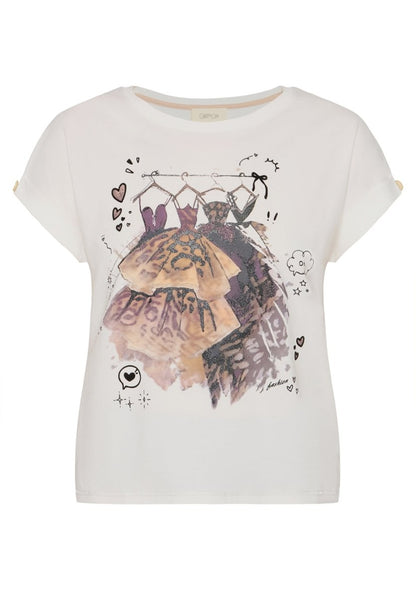 Cartoon Shirt Kurz 1/2 Arm Patch Cream/Beige