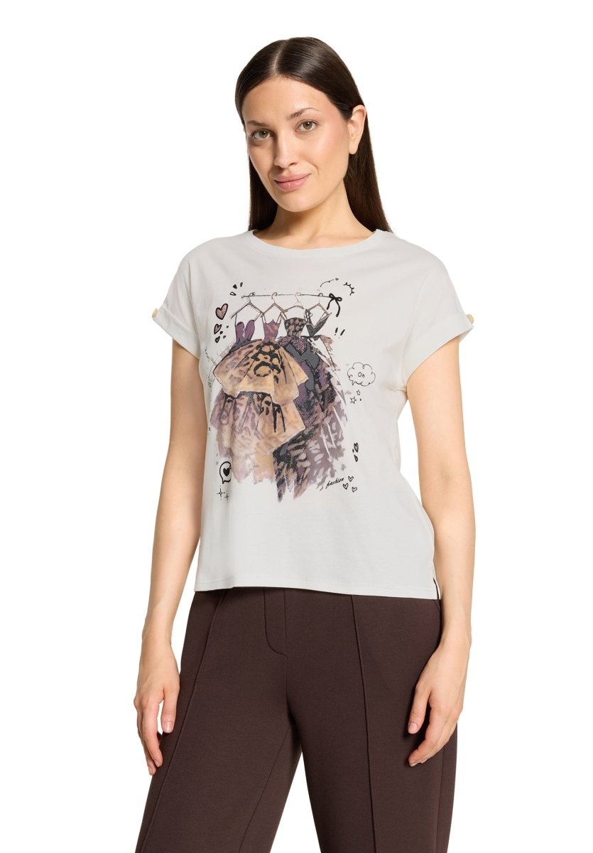 Cartoon Shirt Kurz 1/2 Arm Patch Cream/Beige