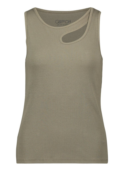 Cartoon Shirt Kurz ohne Arm in der Farbe Oliv