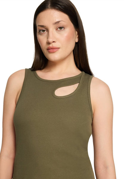 Cartoon Shirt Kurz ohne Arm in der Farbe Oliv