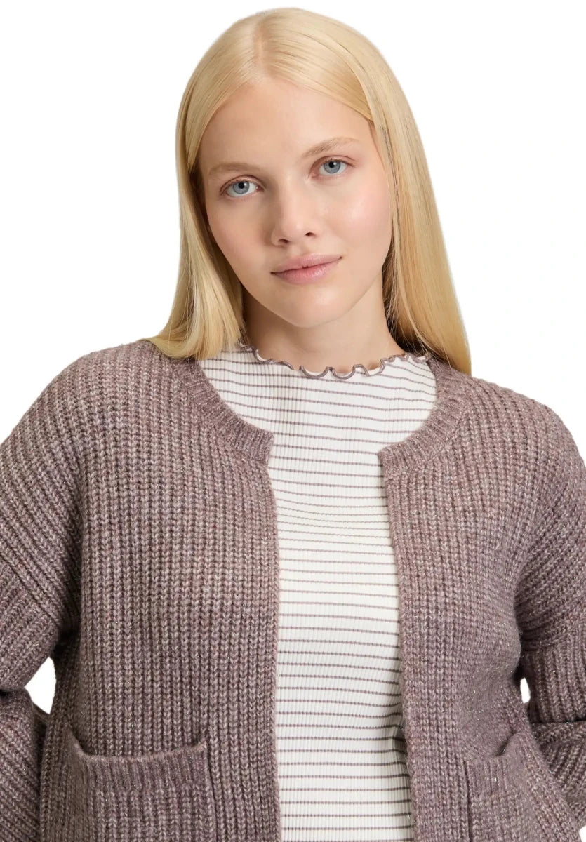 Cartoon Strick Cardigan Dark Aubergine