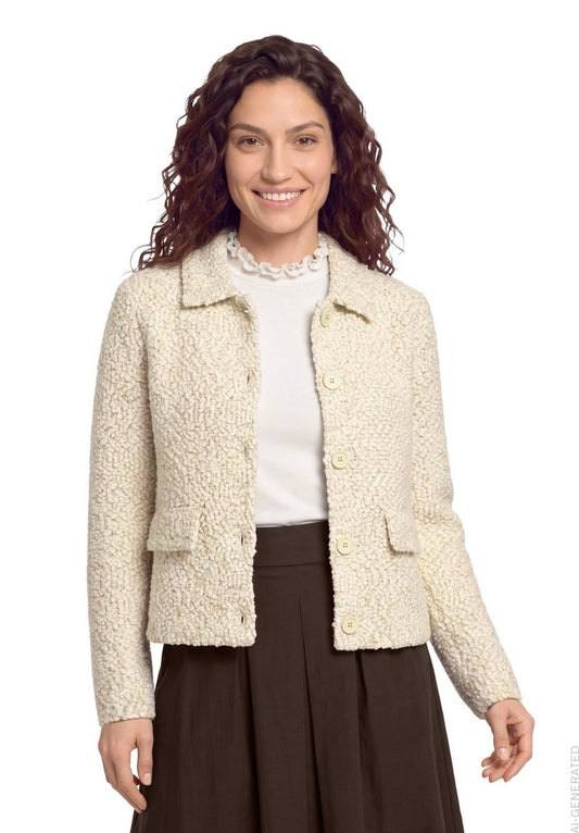 Cartoon Strickjacke Beige Meliert
