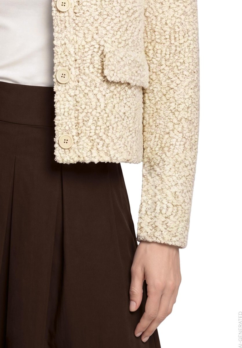 Cartoon Strickjacke Beige Meliert