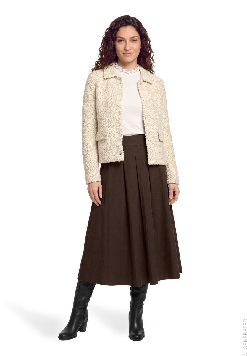 Cartoon Strickjacke Beige Meliert