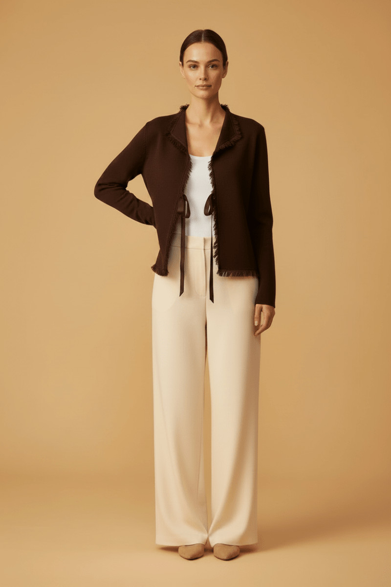 Cartoon Strickjacke Kurz 1/1 Arm Black Coffee