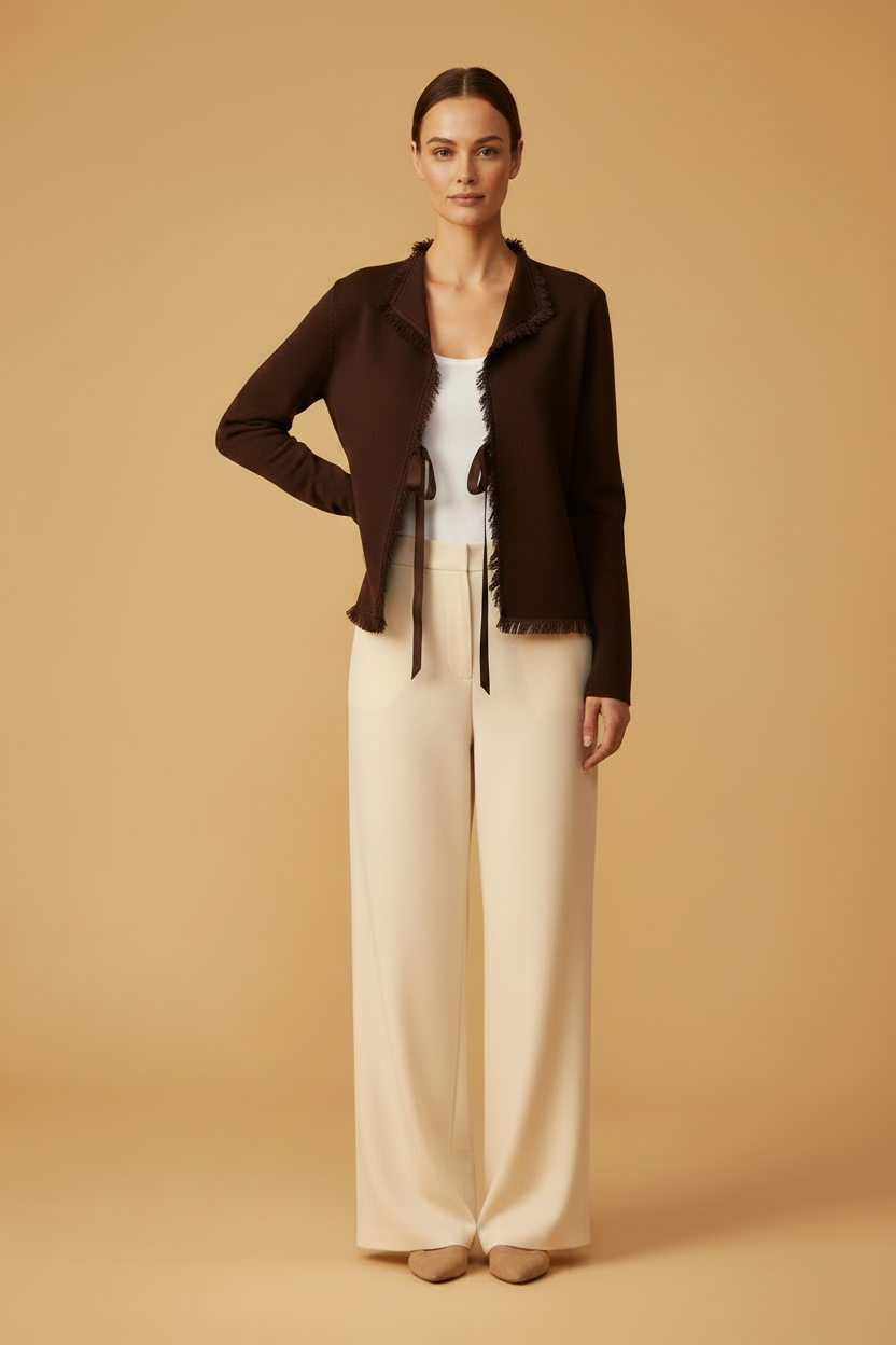 Cartoon Strickjacke Kurz 1/1 Arm Black Coffee