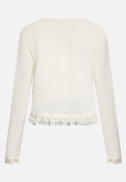 Cartoon Strickjacke Kurz 1/1 Arm Cream/White