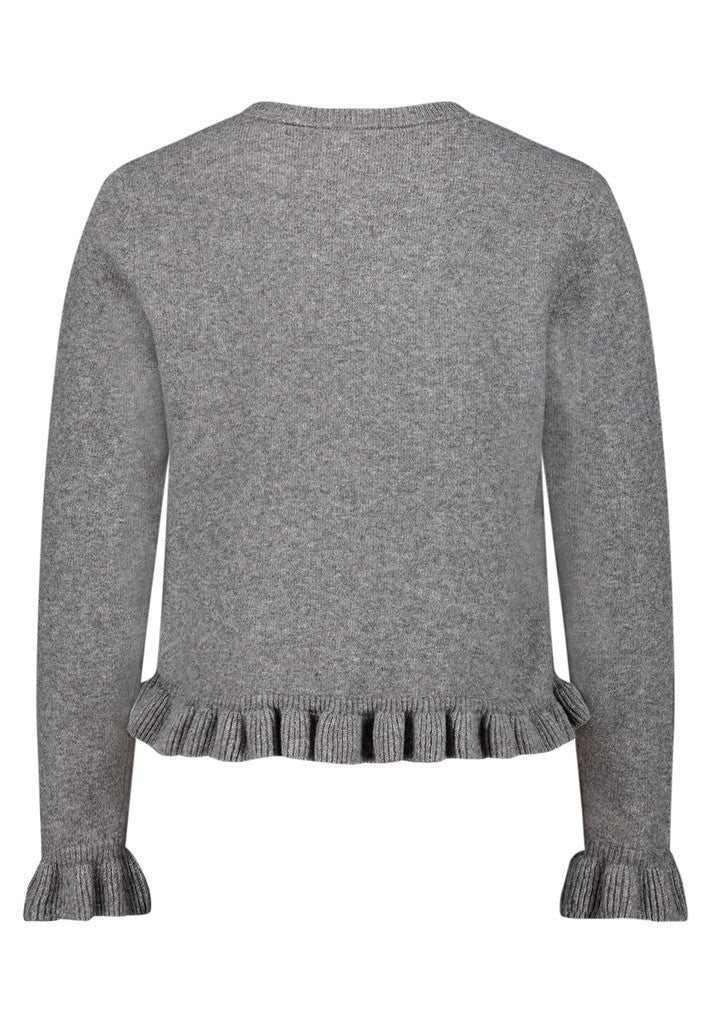 Cartoon Strickjacke Kurz 1/1 Arm Mittelgrau Meliert