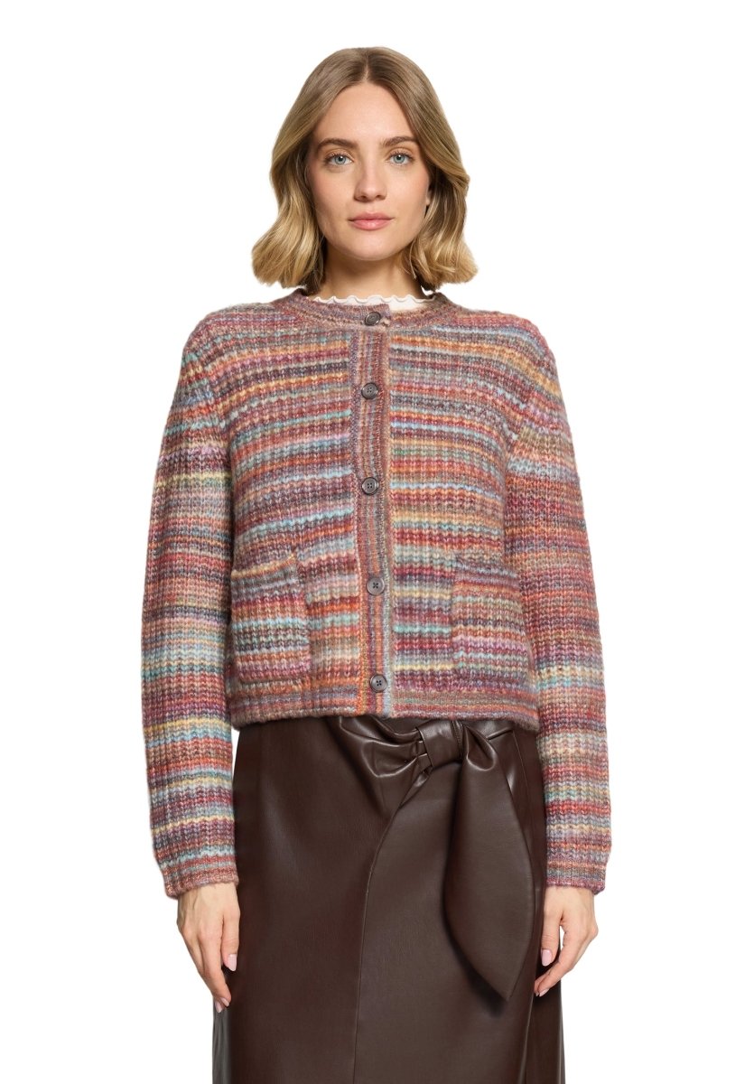 Cartoon Strickjacke Kurz 1/1 Arm Pink/Green
