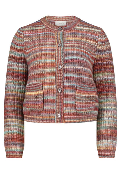Cartoon Strickjacke Kurz 1/1 Arm Pink/Green