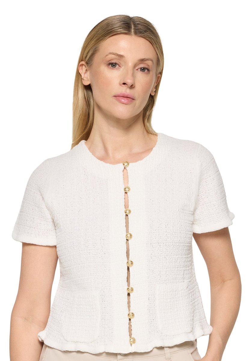Cartoon Strickjacke Kurz 1/2 Arm in der Farbe Offwhite
